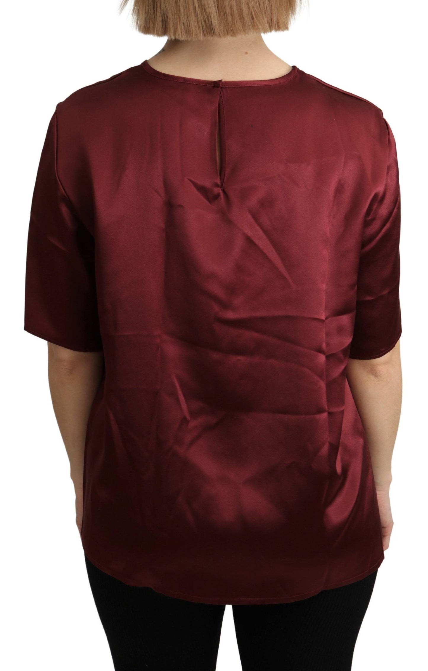 Dolce &amp; Gabbana Bordeaux Roundneck Blouse Silk Top