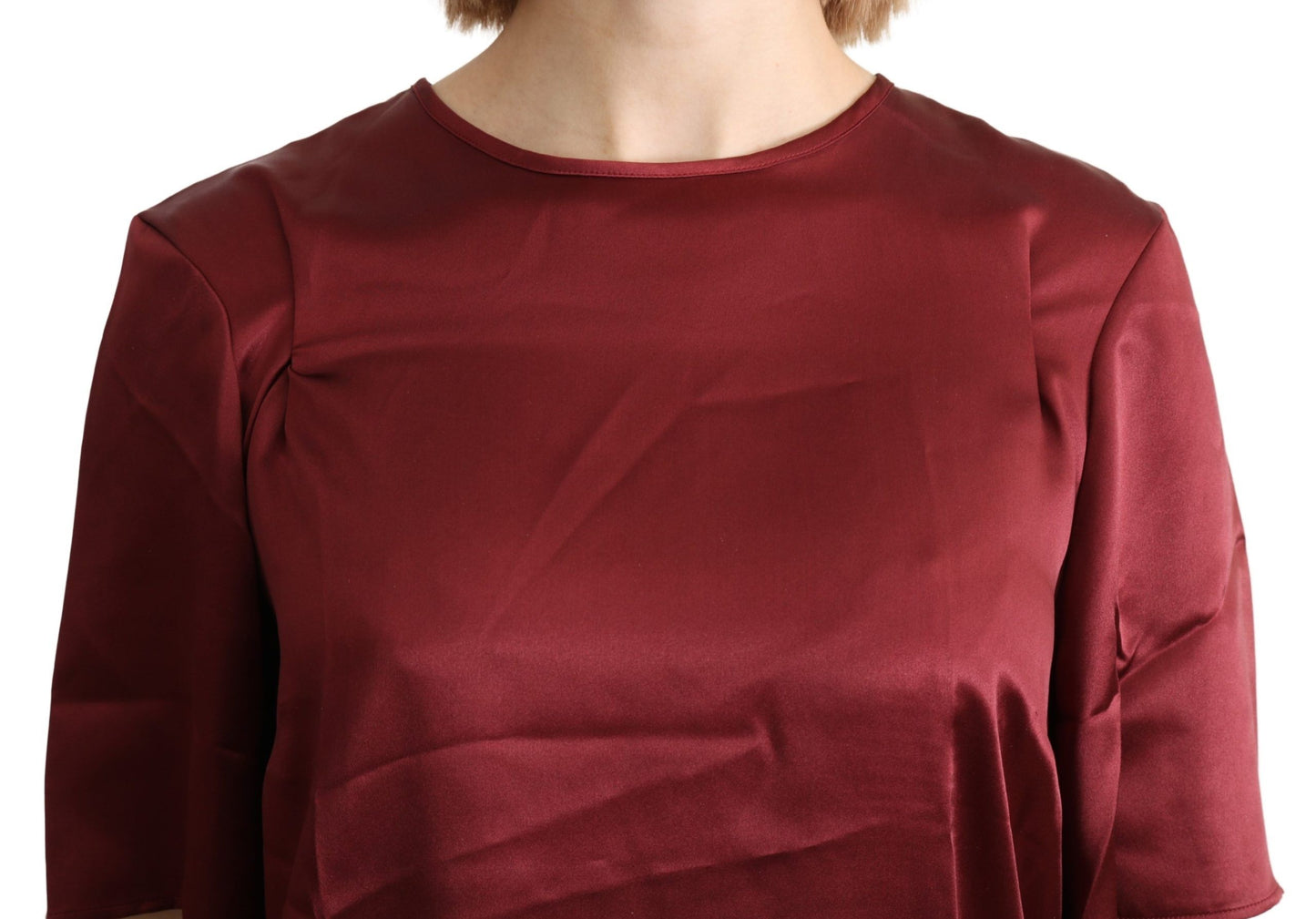 Dolce &amp; Gabbana Bordeaux Roundneck Blouse Silk Top