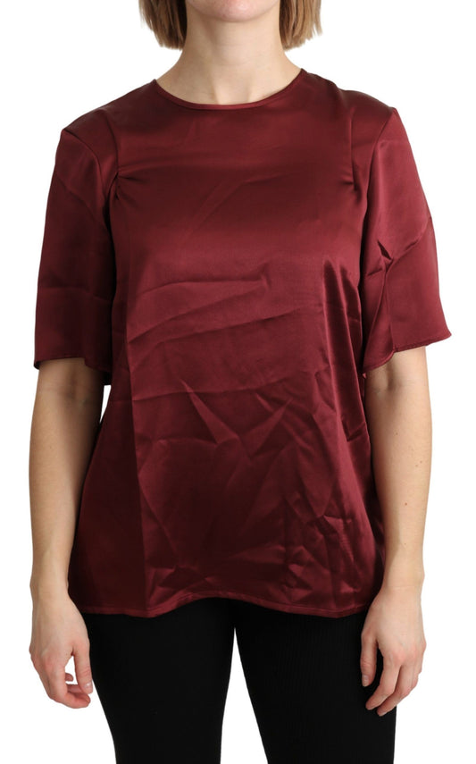 Dolce &amp; Gabbana Bordeaux Roundneck Blouse Silk Top