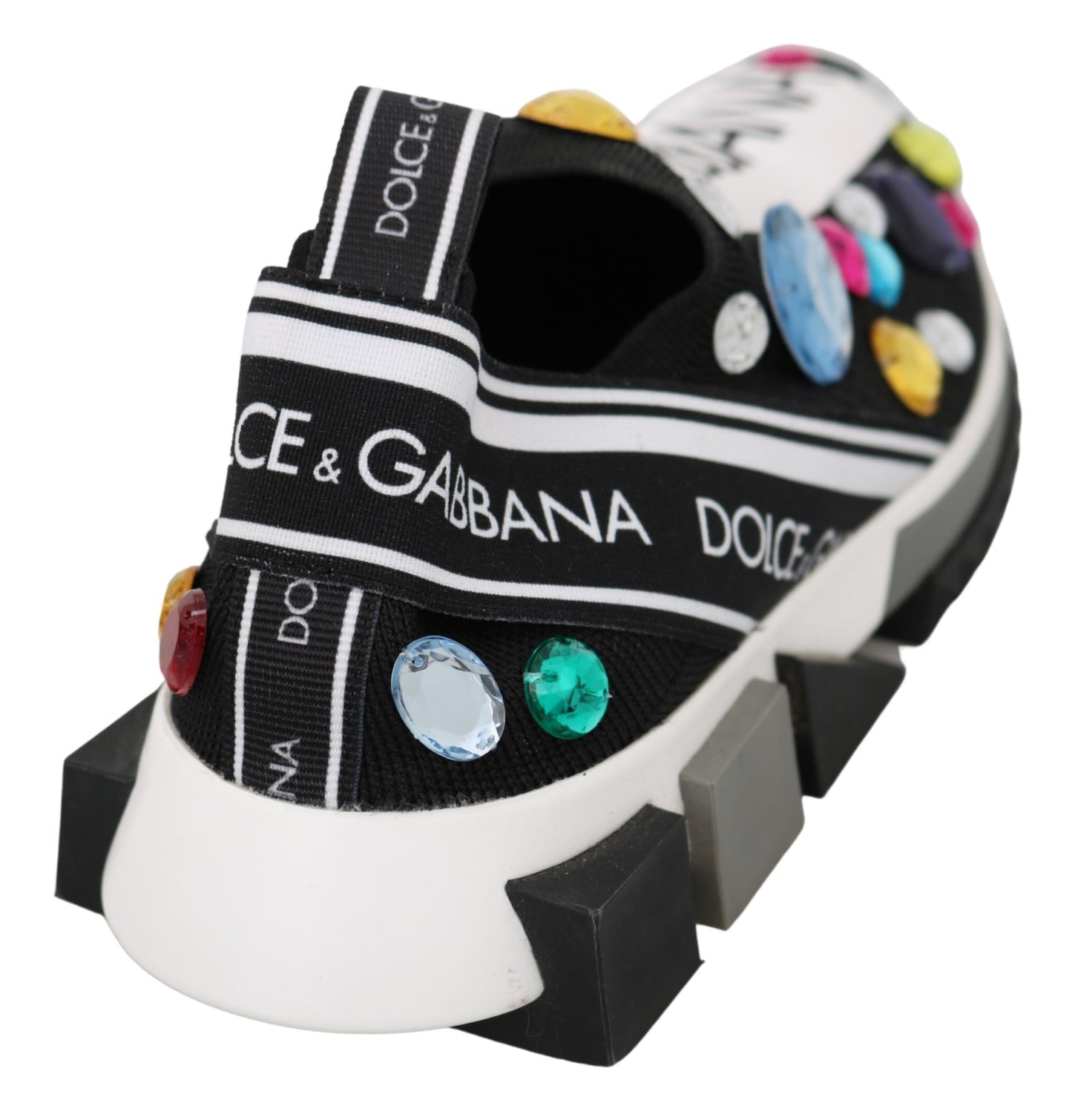 Dolce &amp; Gabbana Black Multicolor Crystal Sneakers Shoes