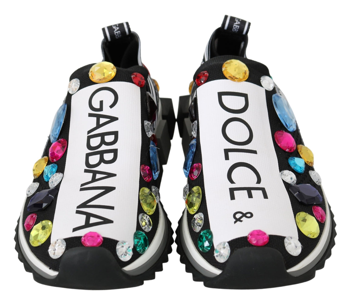 Dolce &amp; Gabbana schwarze mehrfarbige Kristall-Sneaker-Schuhe