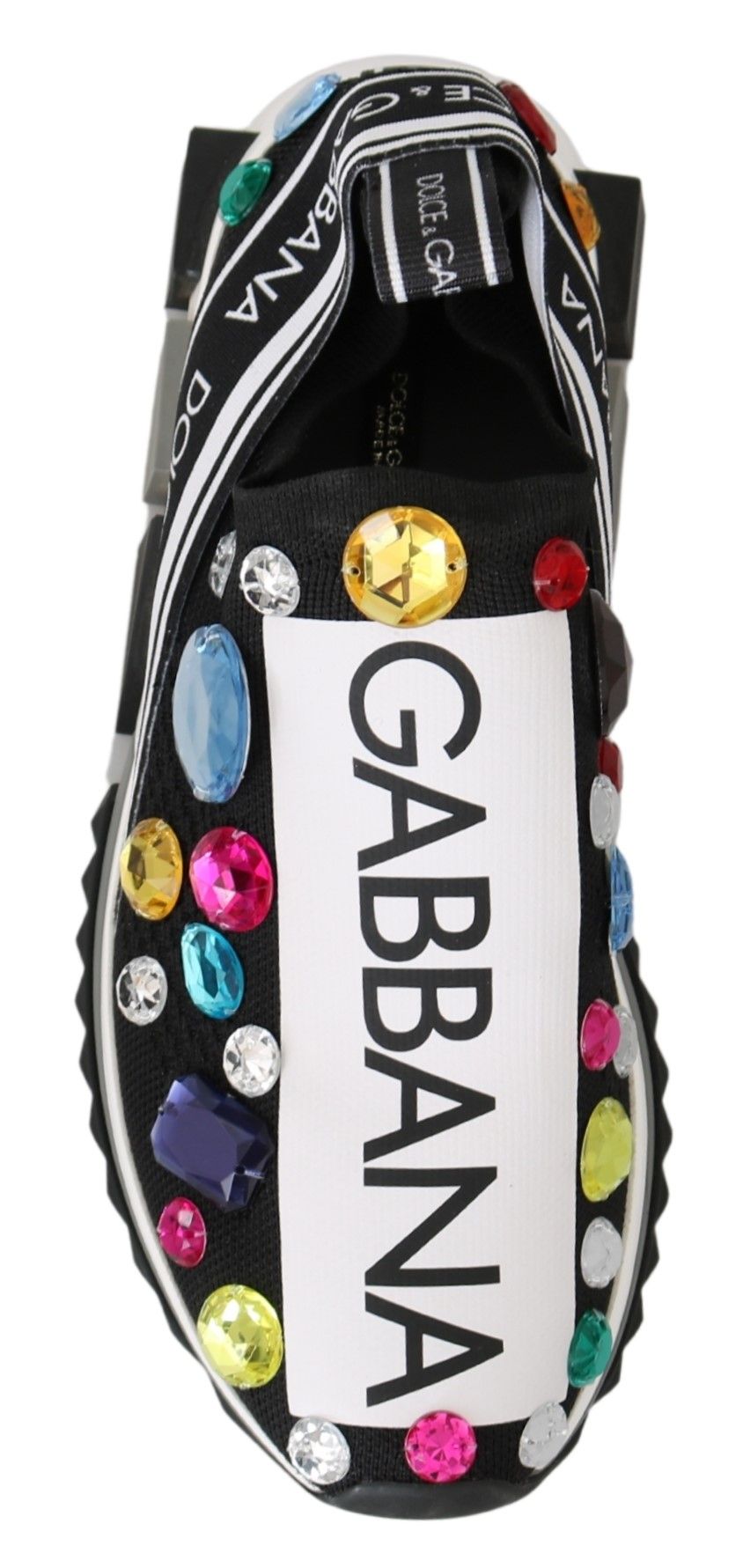 Dolce &amp; Gabbana Black Multicolor Crystal Sneakers Shoes