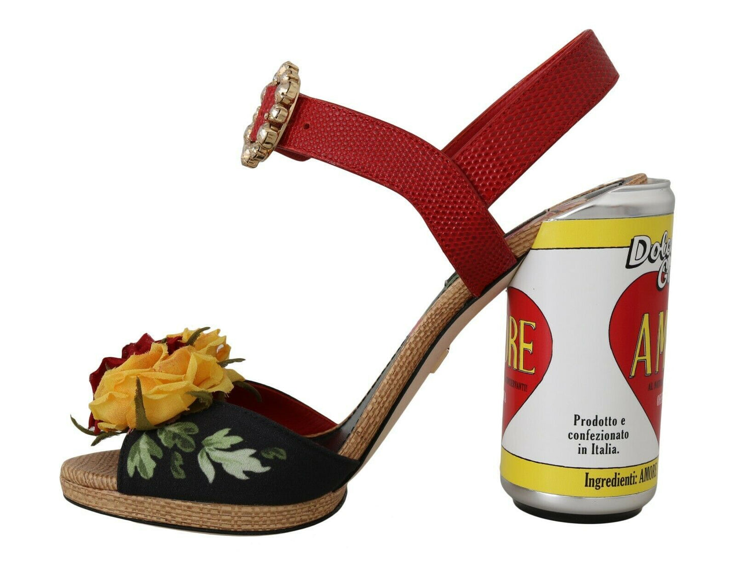 Dolce &amp; Gabbana Multicolor Floral-Embellished Cylindrical Heels AMORE Sandals