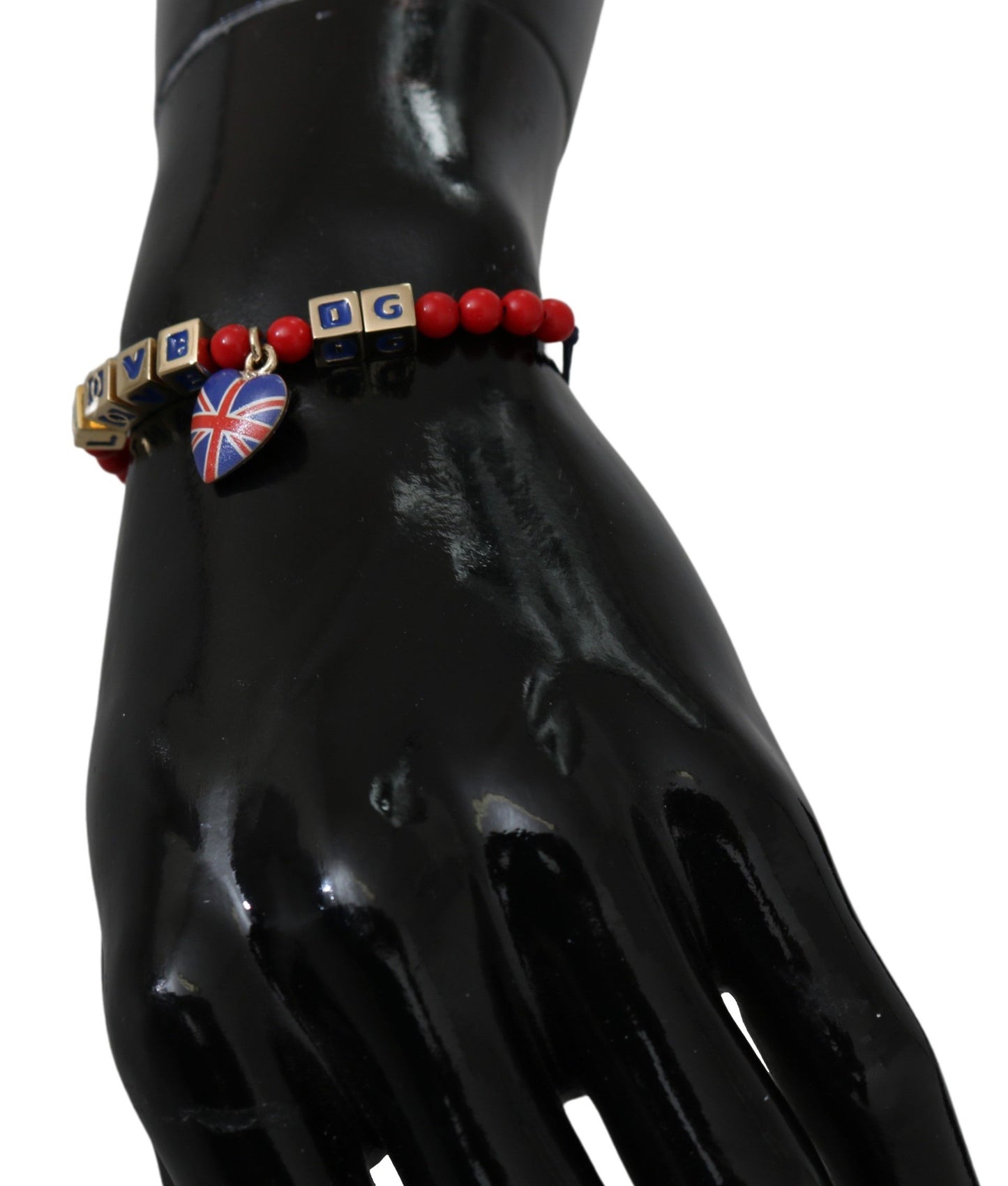 Dolce &amp; Gabbana Red Blue Beaded DG LOVES LONDON Flag Branded Bracelet