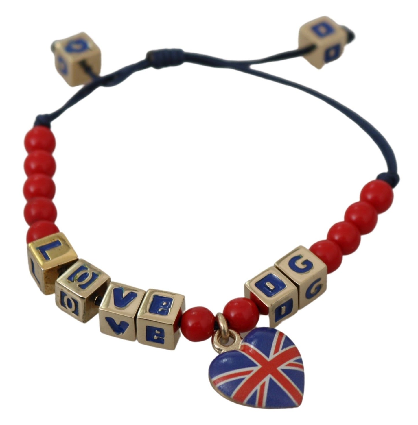 Dolce &amp; Gabbana Red Blue Beaded DG LOVES LONDON Flag Branded Bracelet