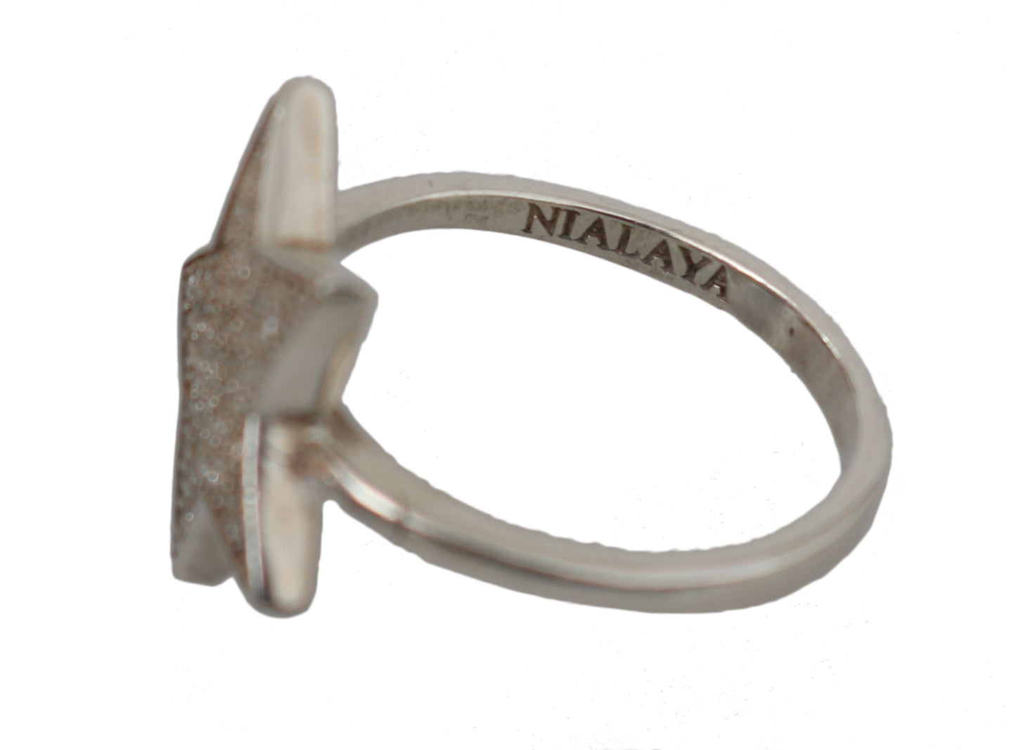 Nialaya Silver Damen-Ring mit klarem CZ-Stern aus 925er Sterlingsilber