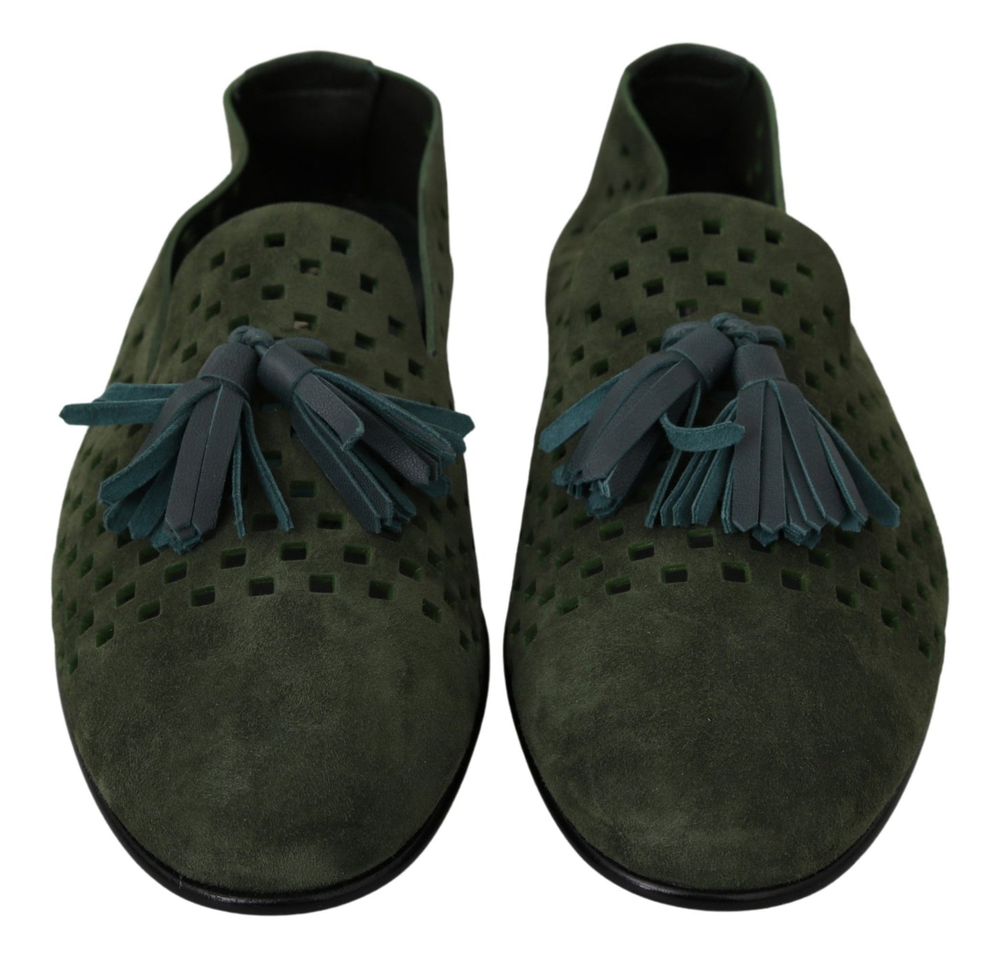 Dolce &amp; Gabbana Green Suede Breathable Slippers Loafers Shoes