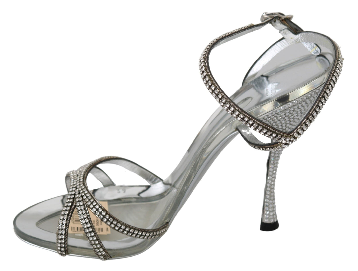 Dolce &amp; Gabbana Silver Crystal Ankle Strap Sandals Shoes