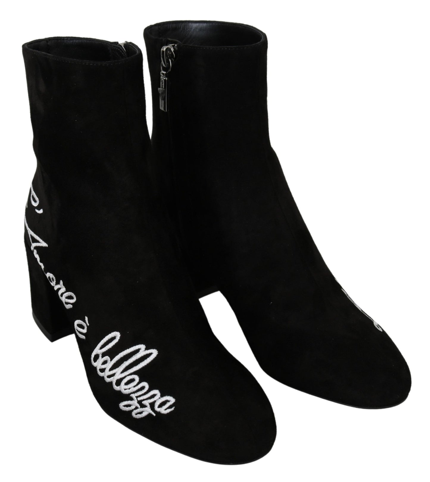 Dolce &amp; Gabbana Black Suede L'Amore E'Bellezza Boots Shoes