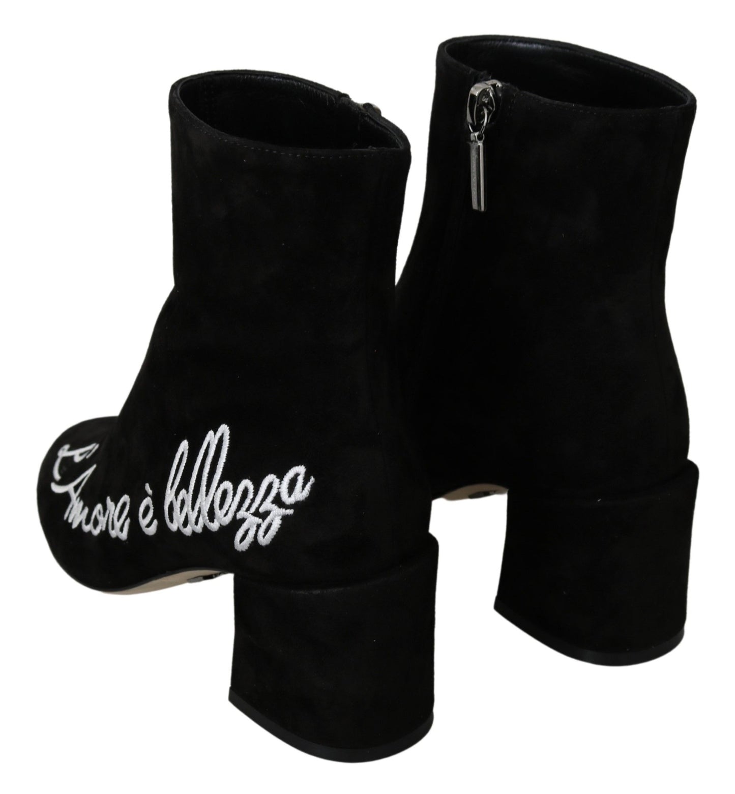 Dolce &amp; Gabbana Black Suede L'Amore E'Bellezza Boots Shoes