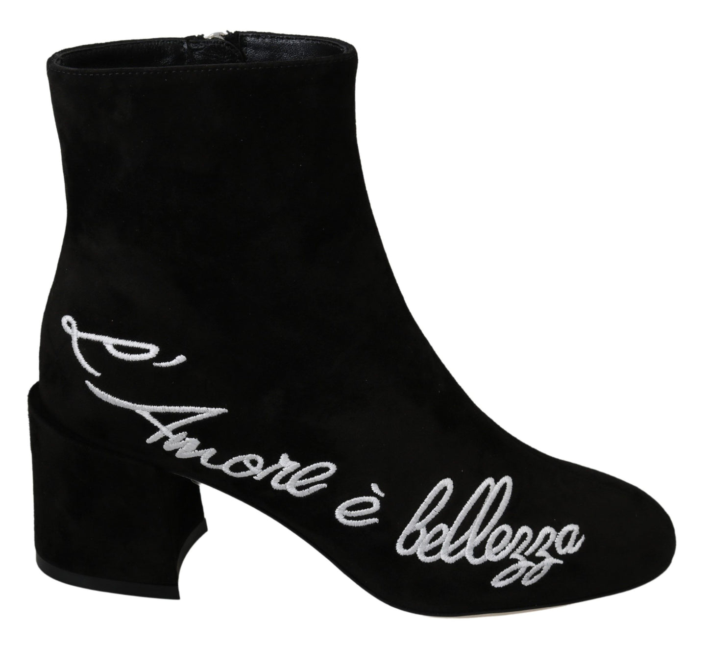 Dolce &amp; Gabbana Black Suede L'Amore E'Bellezza Boots Shoes