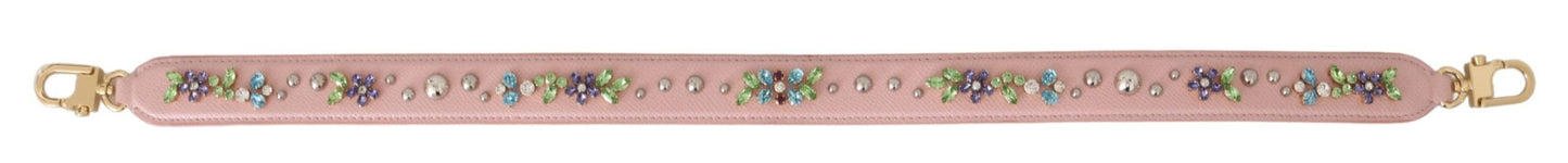 Dolce &amp; Gabbana Pink Leather Crystal Stud Accessory Shoulder Strap