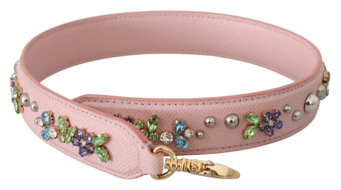 Dolce &amp; Gabbana Pink Leather Crystal Stud Accessory Shoulder Strap