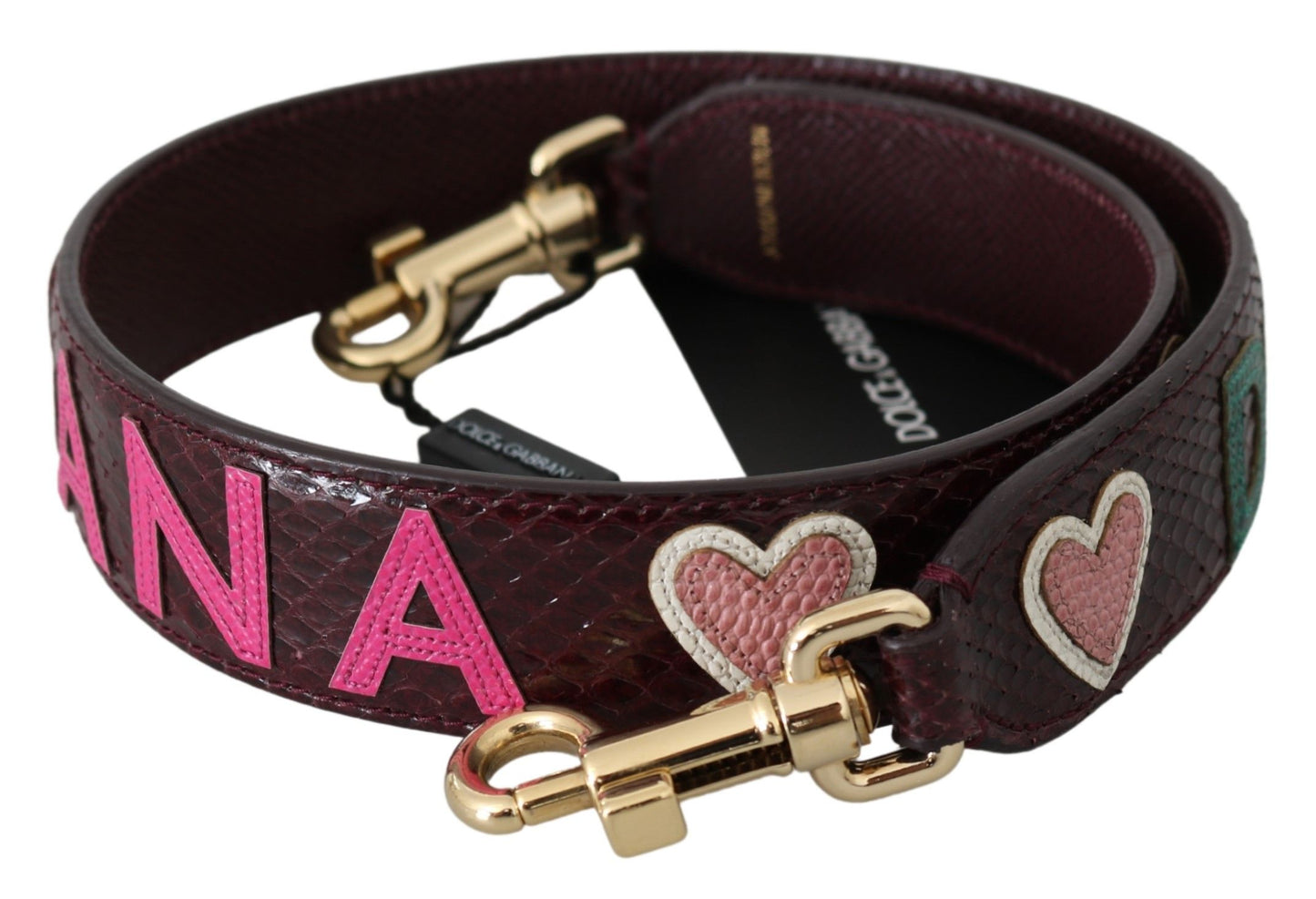 Dolce &amp; Gabbana Bordeaux Exotic Skin Leather Belt Shoulder Strap