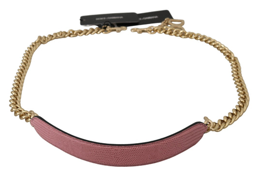 Dolce &amp; Gabbana Pink Leather Gold Chain Accessory Shoulder Strap