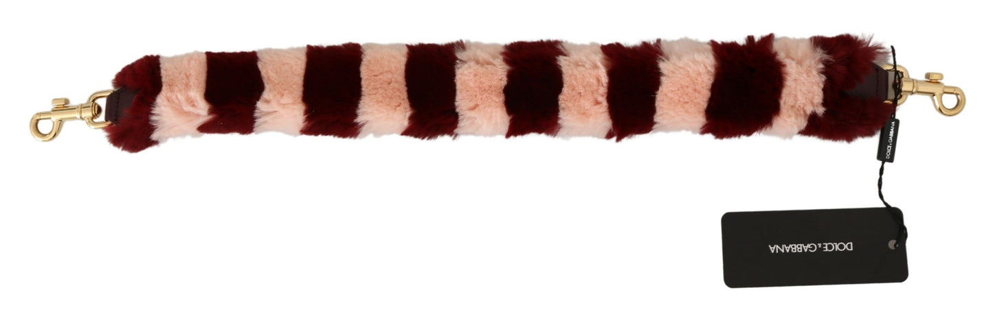 Dolce &amp; Gabbana Pink Red Lapin Fur Accessory Shoulder Strap