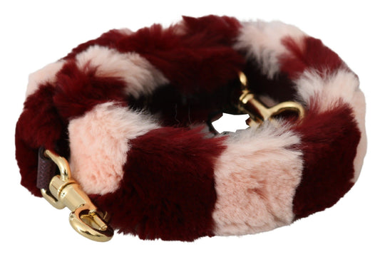 Dolce &amp; Gabbana Pink Red Lapin Fur Accessory Shoulder Strap