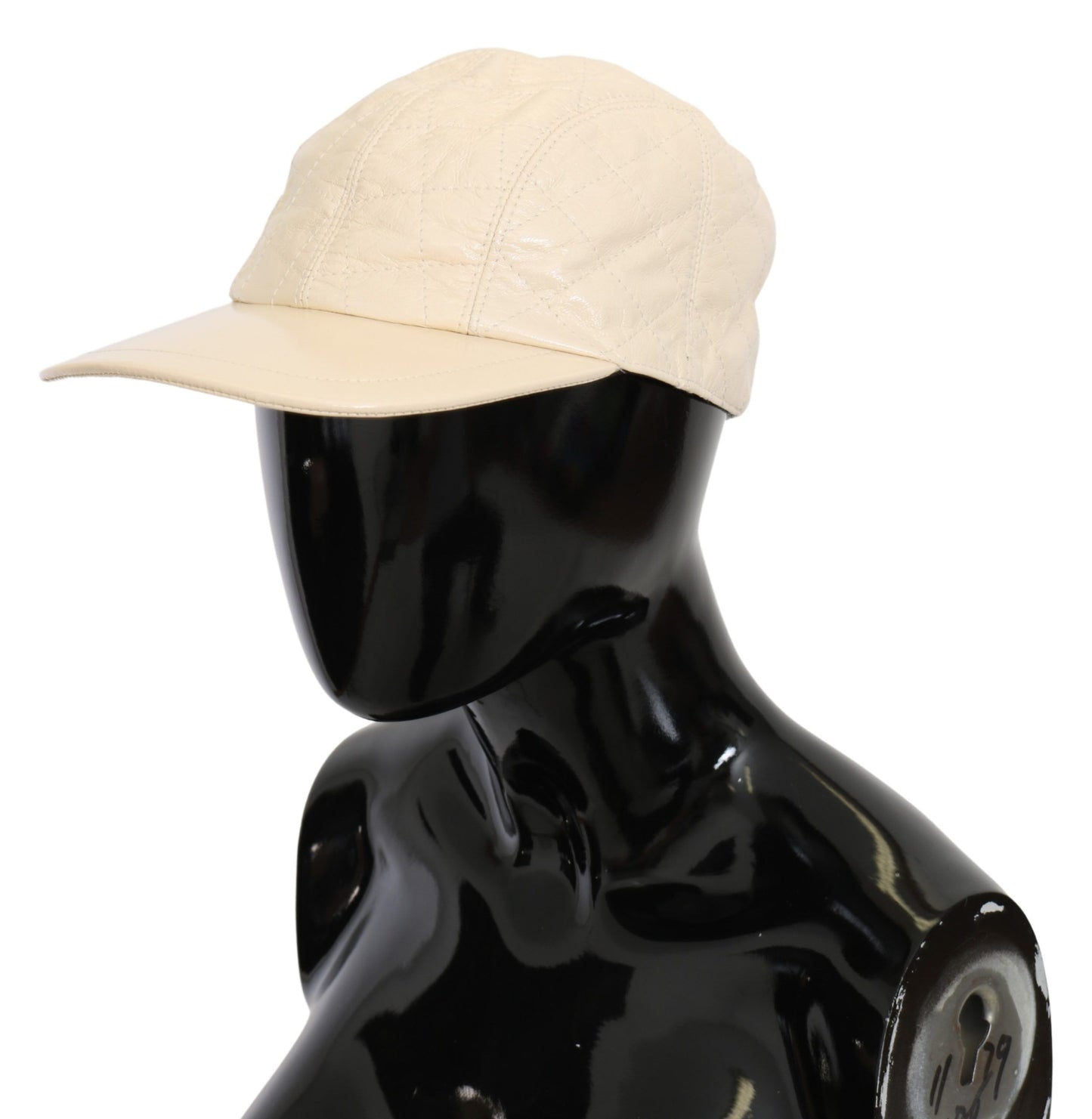 Dolce &amp; Gabbana White Lamb Skin 100% Leather Baseball Hat