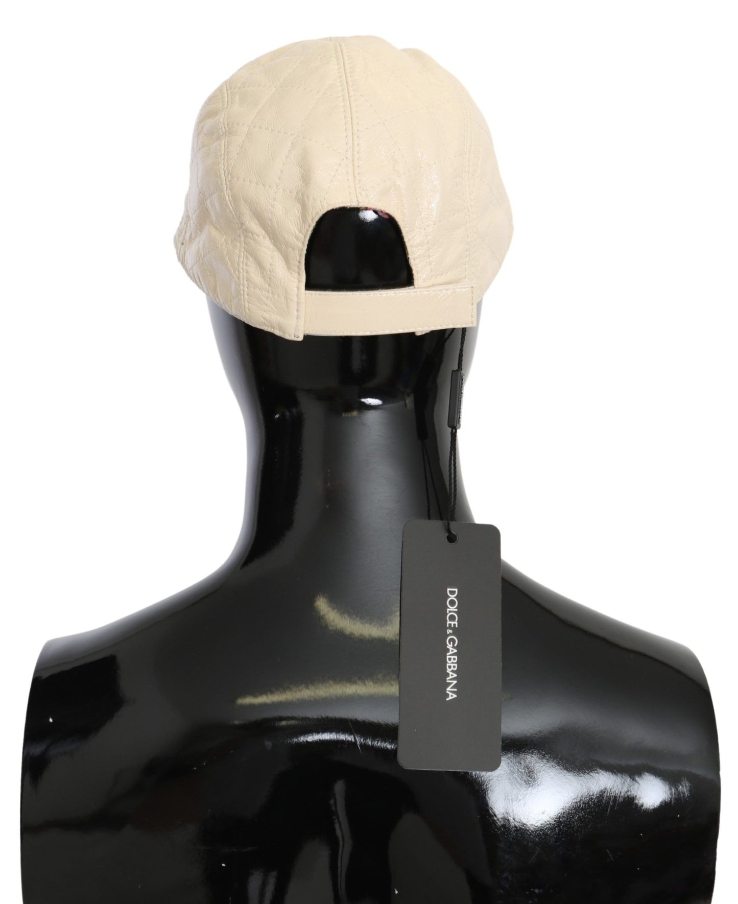 Dolce &amp; Gabbana White Lamb Skin 100% Leather Baseball Hat