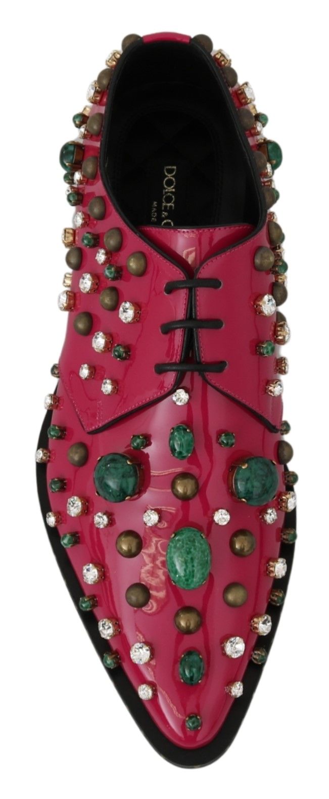 Dolce &amp; Gabbana Pink Leather Crystals Dress Broque Shoes