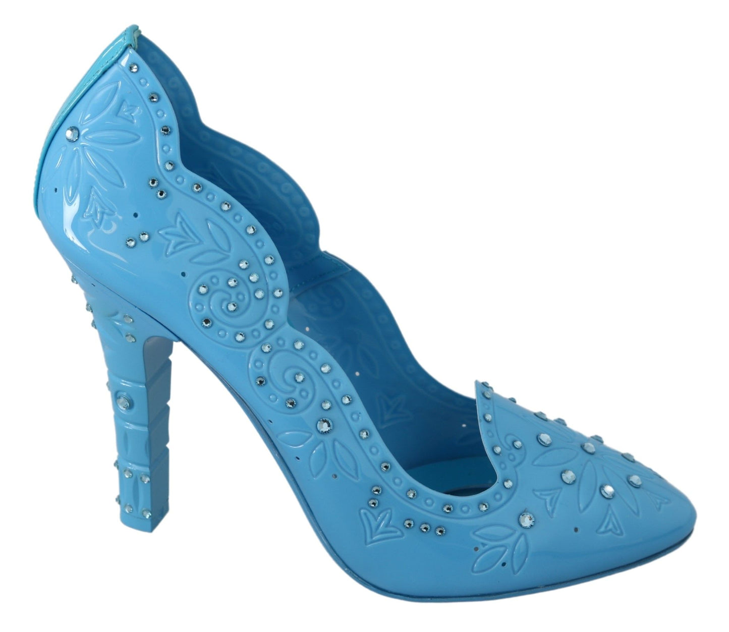 Dolce &amp; Gabbana Blue Crystal Floral CINDERELLA Heels Shoes