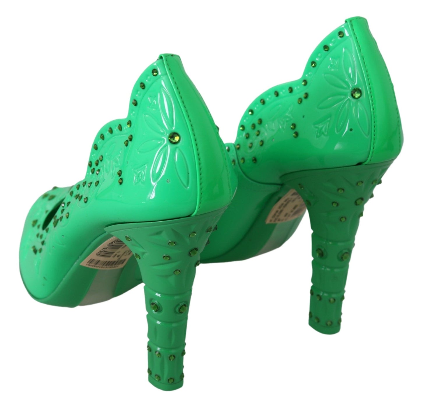 Dolce &amp; Gabbana Green Crystal Floral Heels CINDERELLA Shoes