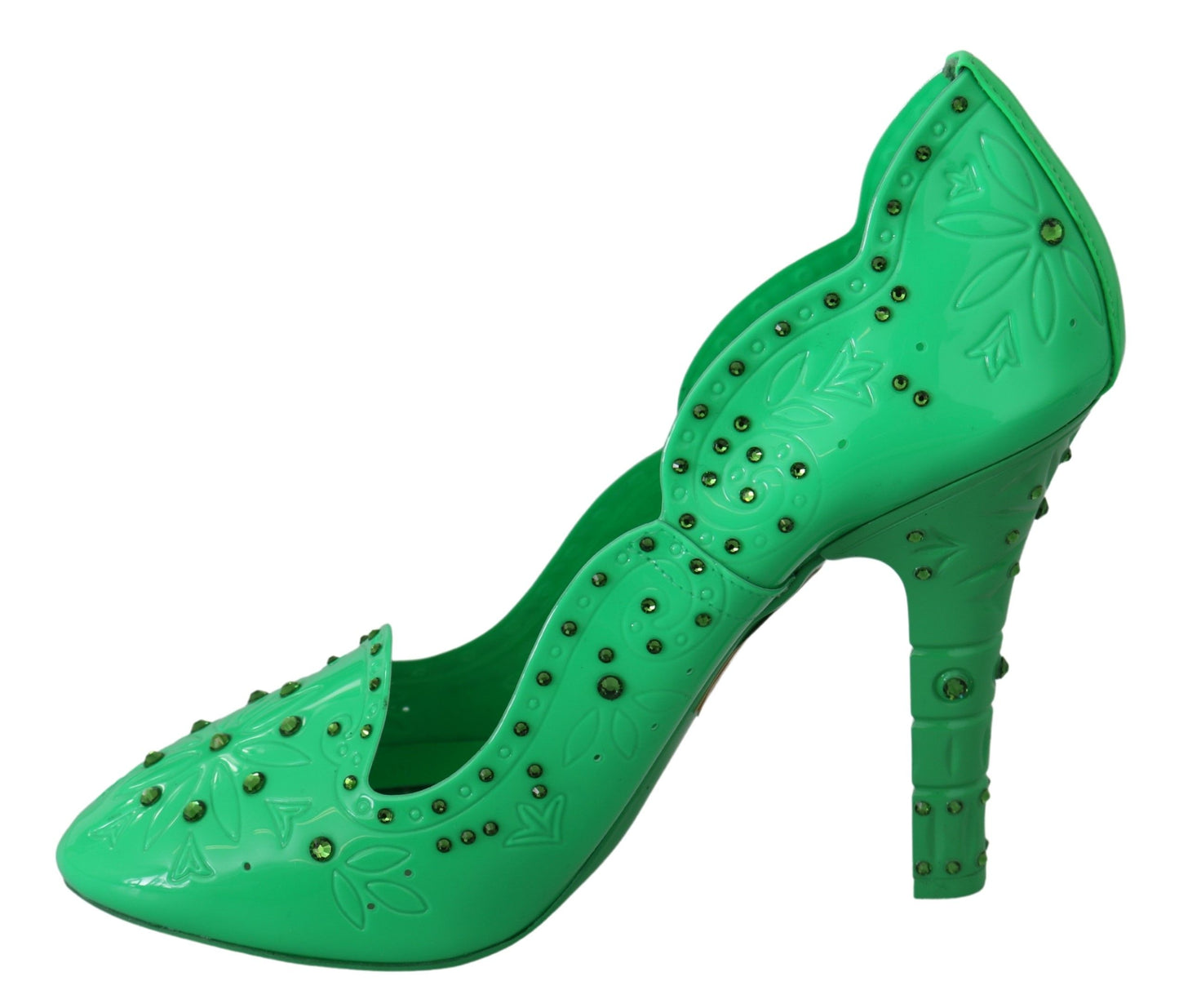 Dolce &amp; Gabbana Green Crystal Floral Heels CINDERELLA Shoes