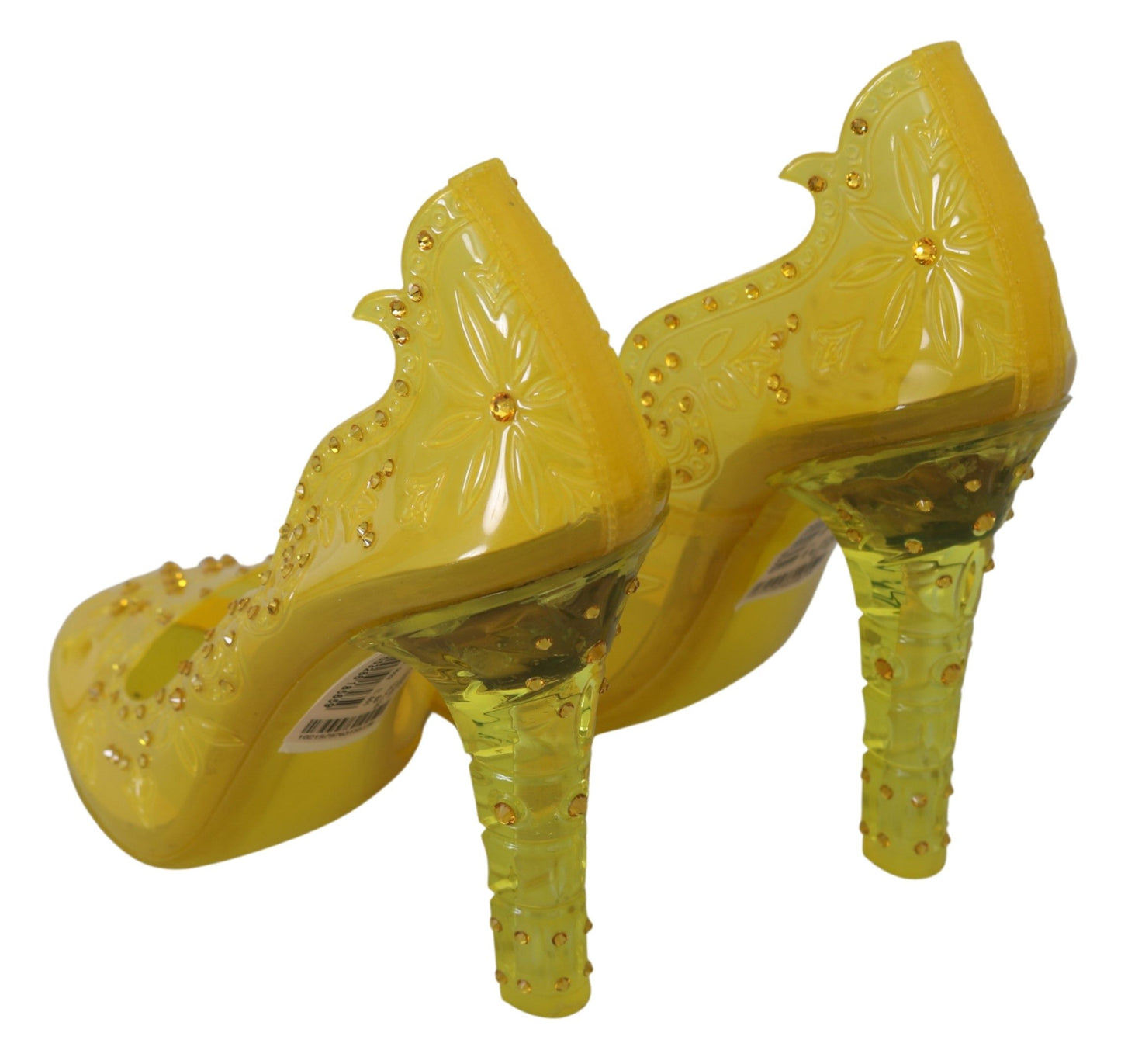 Dolce &amp; Gabbana Yellow Floral Crystal CINDERELLA Heels Shoes