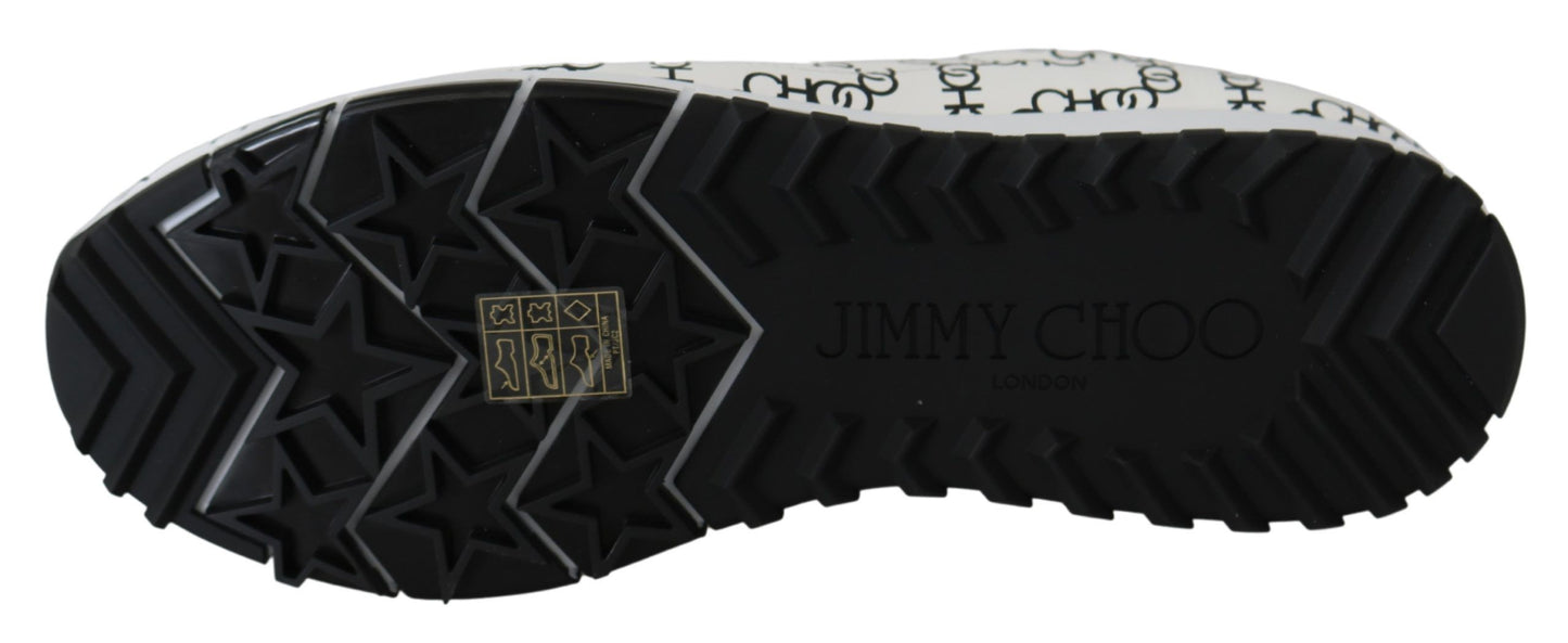 Weiße und schwarze Leder-Monza-Sneaker von Jimmy Choo