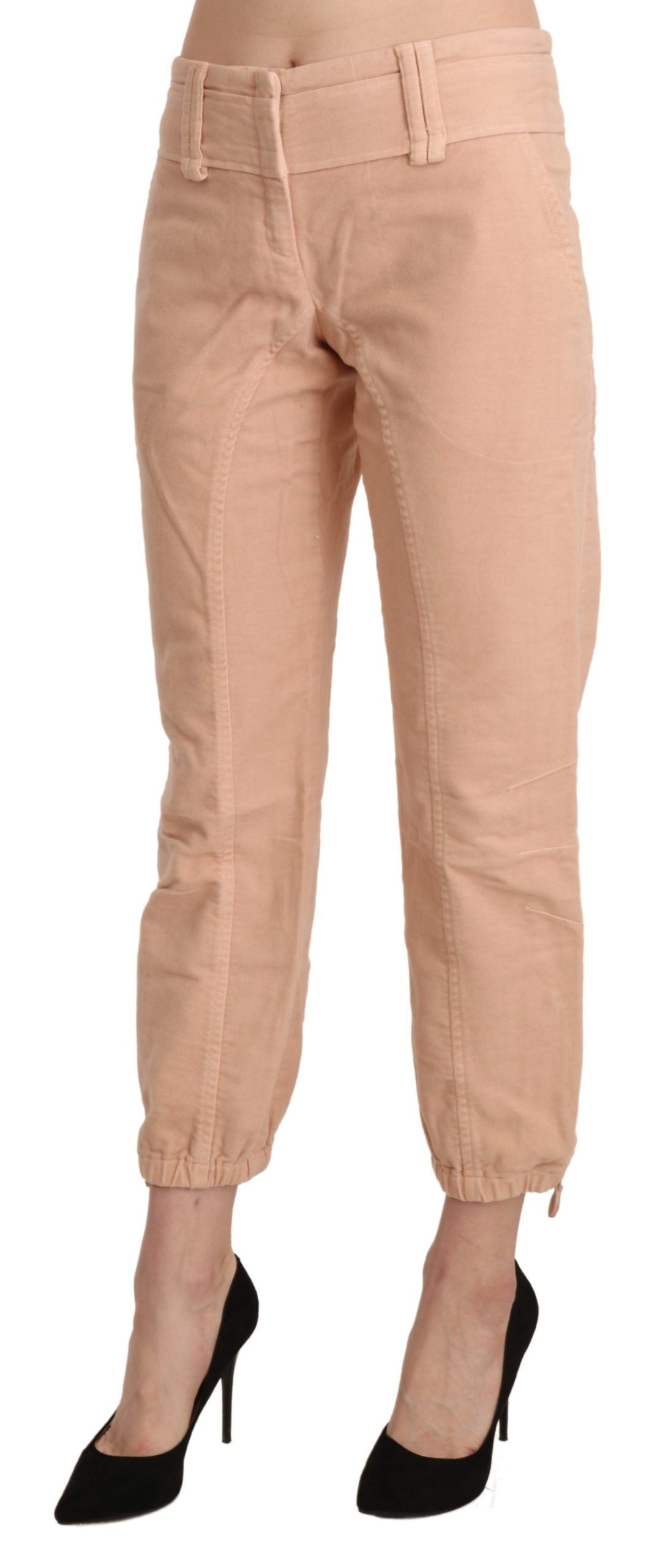 Ermanno Scervino Beige Mid Waist Cropped Cotton Pantalon Pantalon