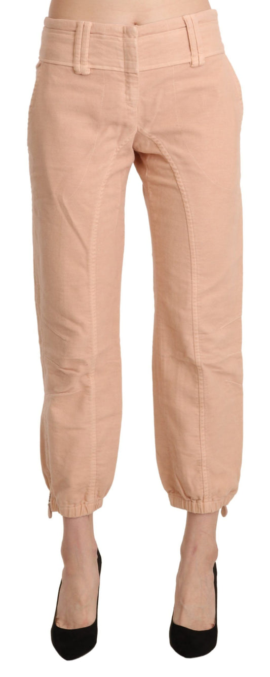 Ermanno Scervino Beige Mid Waist Cropped Cotton Pantalon Pantalon