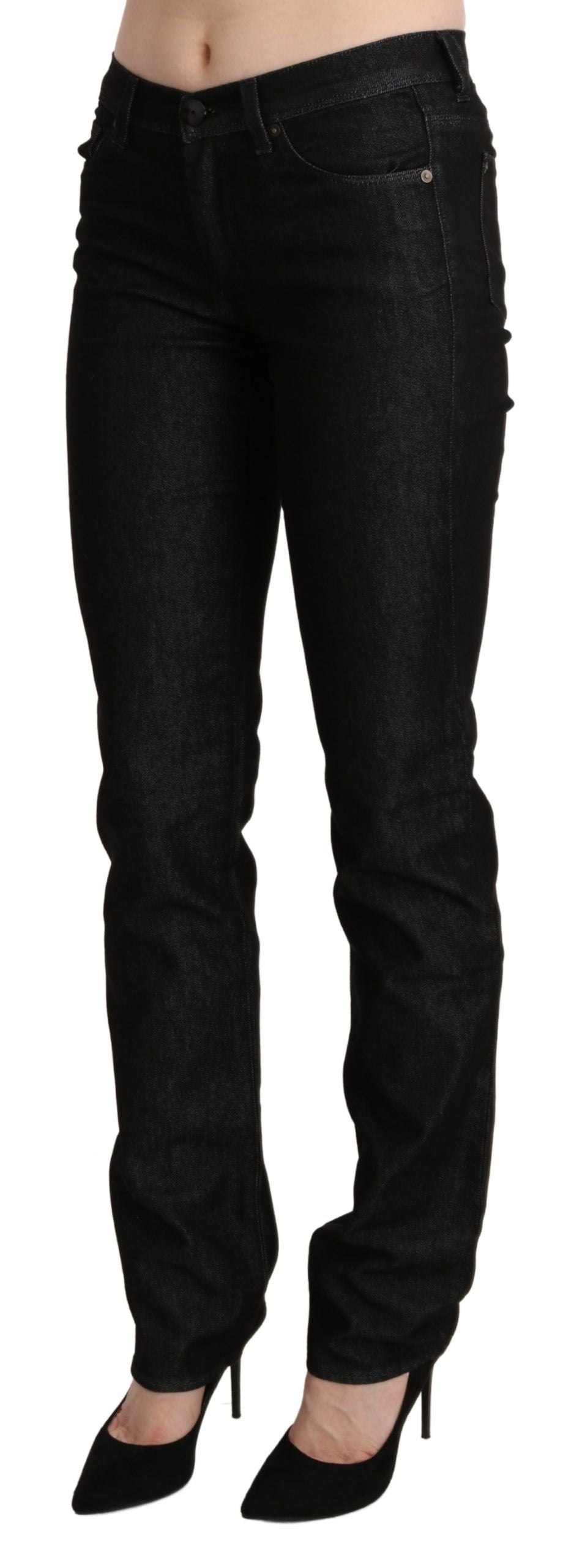 Ermanno Scervino Schwarze Skinny Slim Denim-Hose mit mittlerer Taille