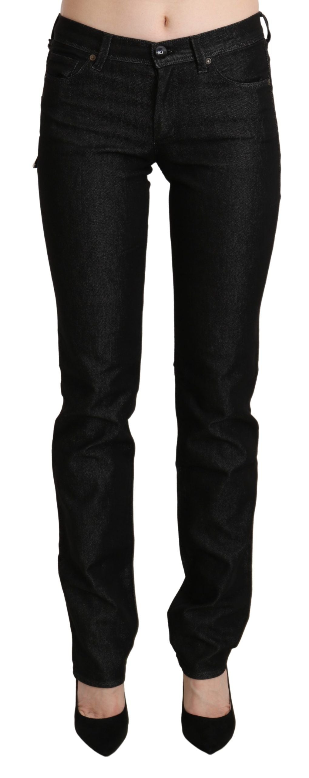 Ermanno Scervino Schwarze Skinny Slim Denim-Hose mit mittlerer Taille