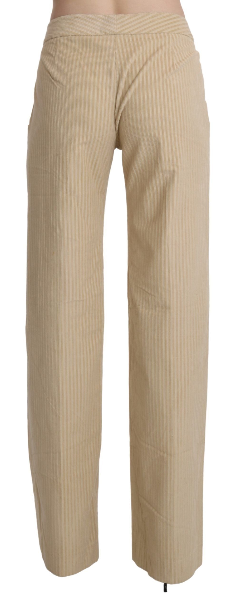 Ermanno Scervino Beige High Waist Flared Malapad na Pantalon na Pantalon