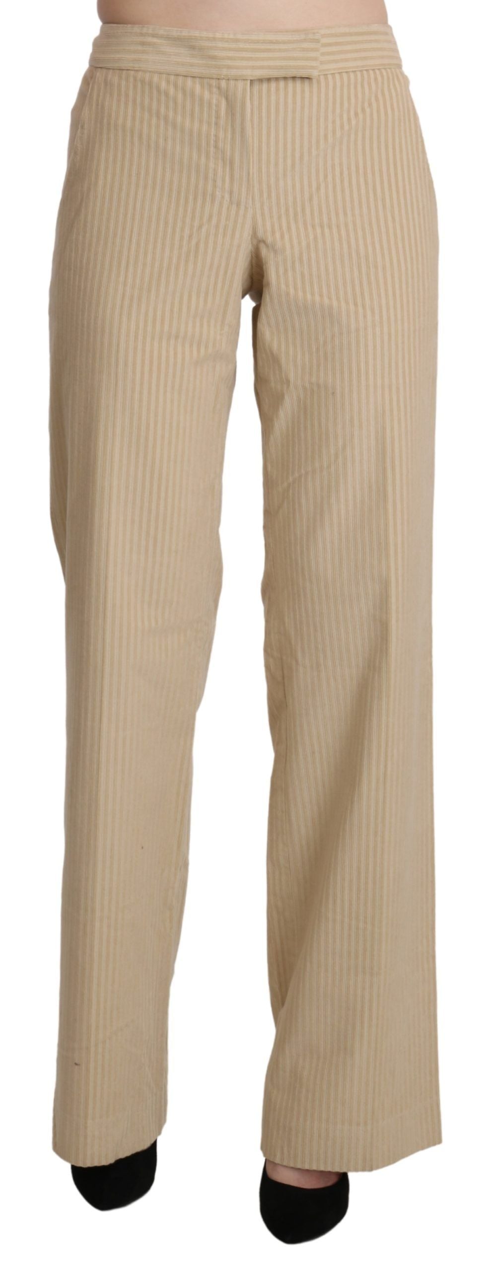 Ermanno Scervino Chic Beige High-Waist Wide Leg Pants