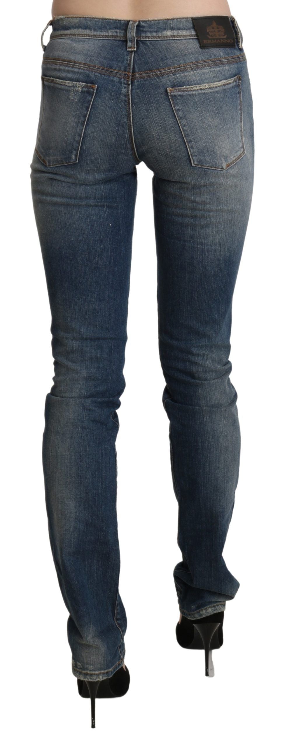 Ermanno Scervino Blau gewaschene Skinny-Denim-Jeans mit mittlerer Taille