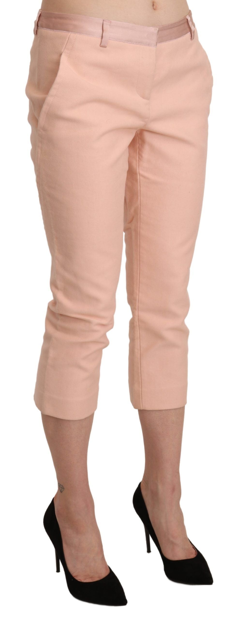 Ermanno Scervino Pinke, schmale, kurze Caprihose mit niedriger Taille