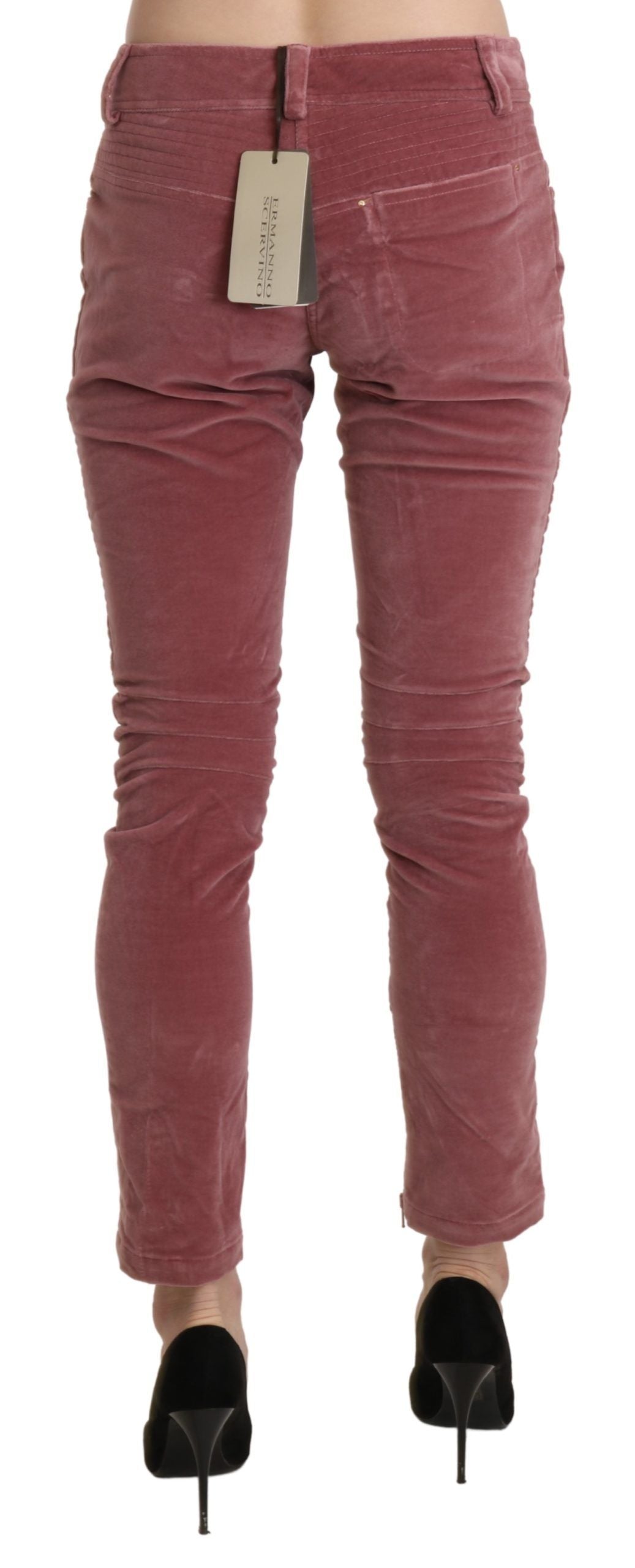 Ermanno Scervino Rote mittelhohe Skinny-Baumwollhose