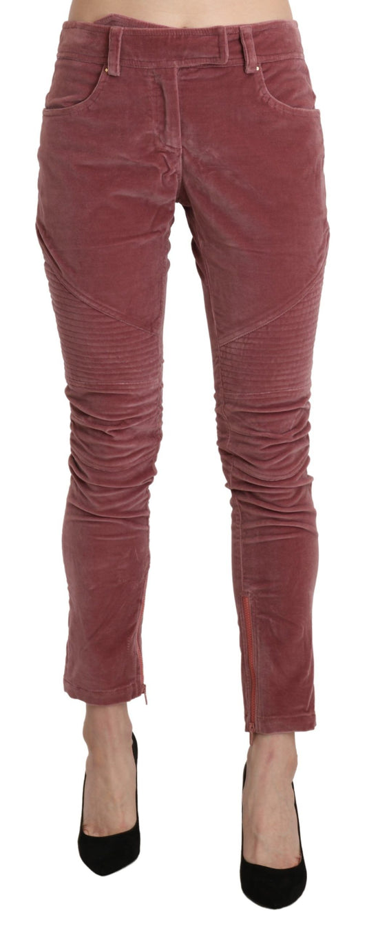 Ermanno Scervino Rote mittelhohe Skinny-Baumwollhose