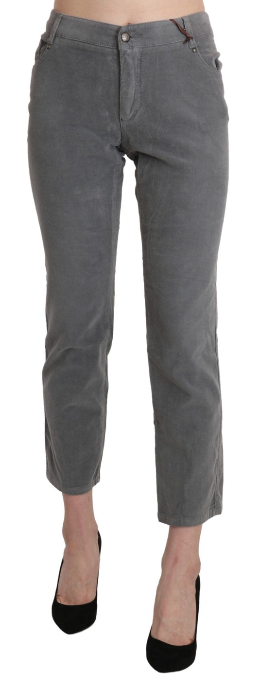 Ermanno Scervino Gray Cropped Cotton Stretch Pantalon