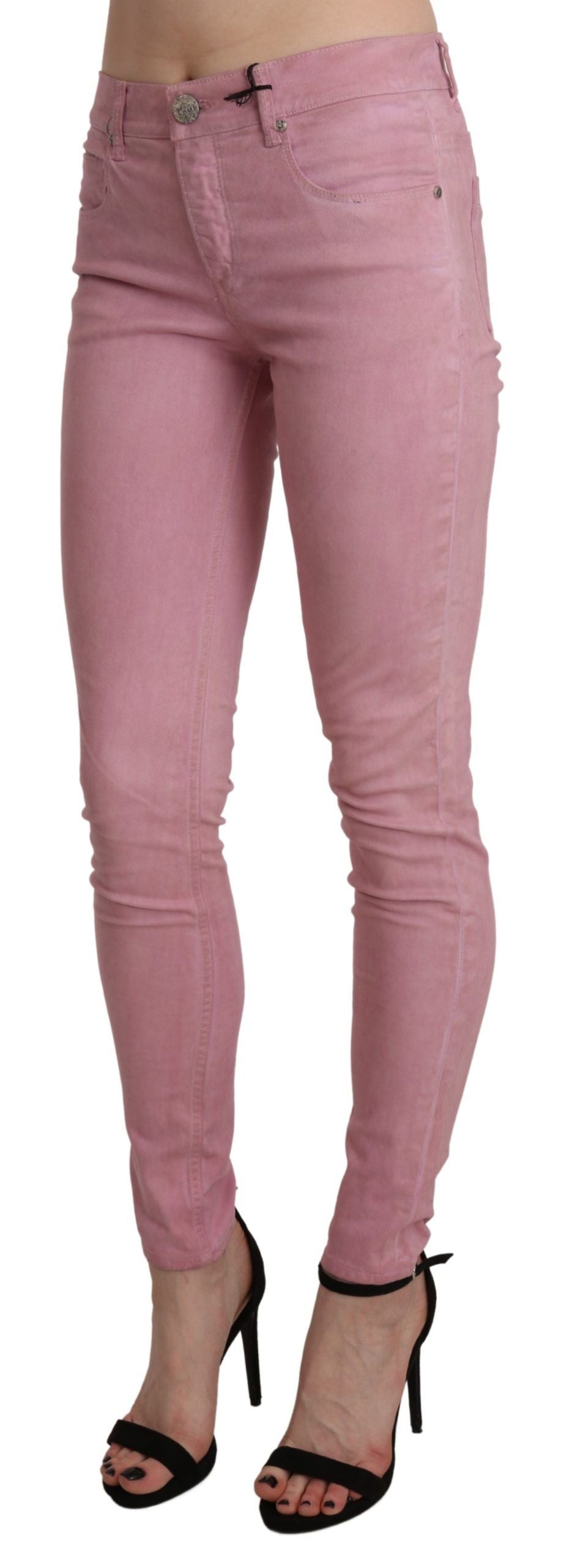 Acht Pink Mid Waist Skinny Stretch Denim-Hose