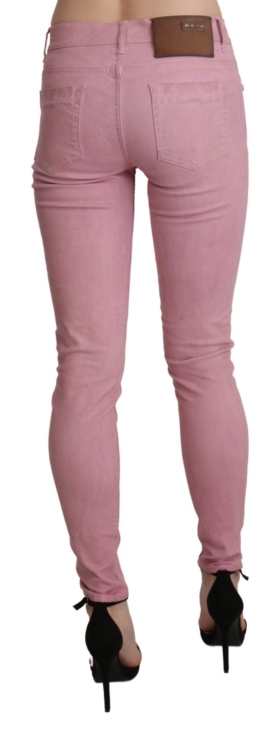 Acht Pink Mid Waist Skinny Stretch Denim-Hose