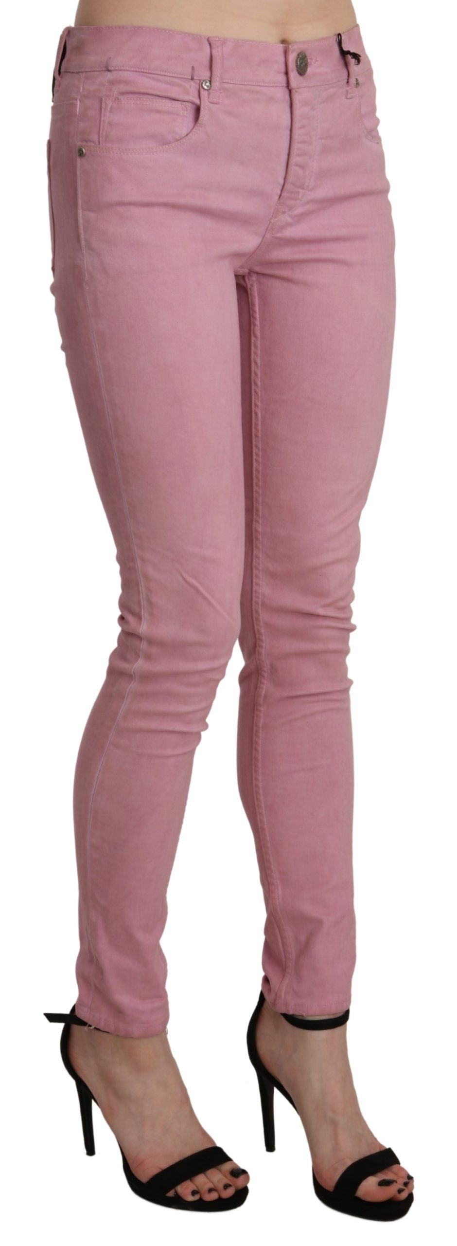 Acht Pink Mid Waist Skinny Stretch Denim-Hose