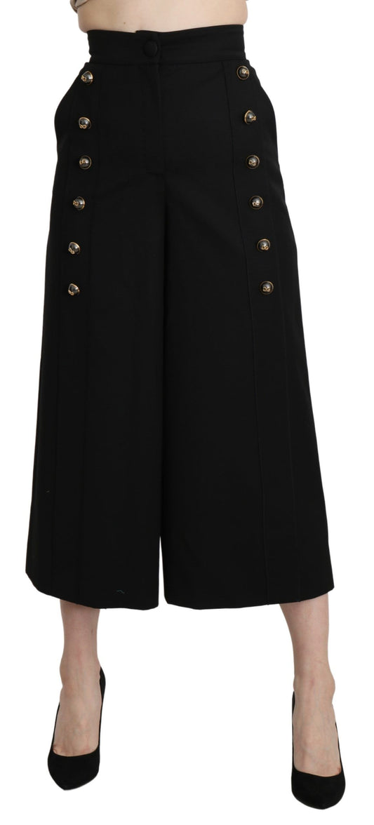 Dolce & Gabbana Elegant High Waist Wide Leg Virgin Wool Trousers