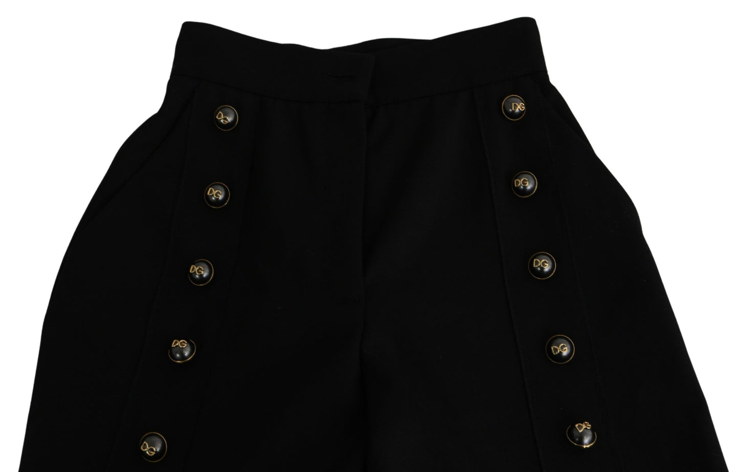 Dolce &amp; Gabbana Schwarze, kurze Hose mit weitem Bein aus Wolle