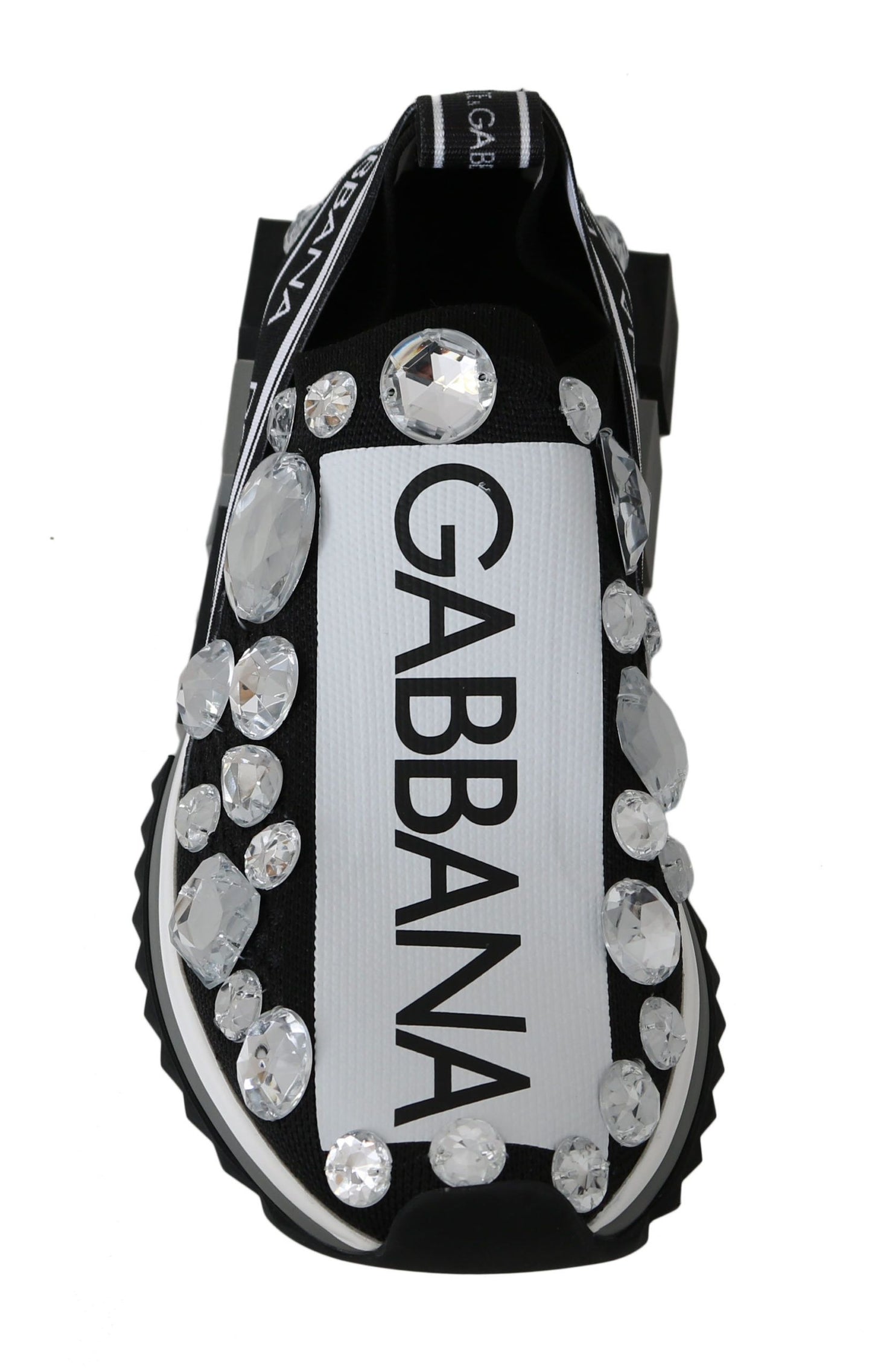 Dolce &amp; Gabbana Black White Crystal Women's Sneakers Shoes