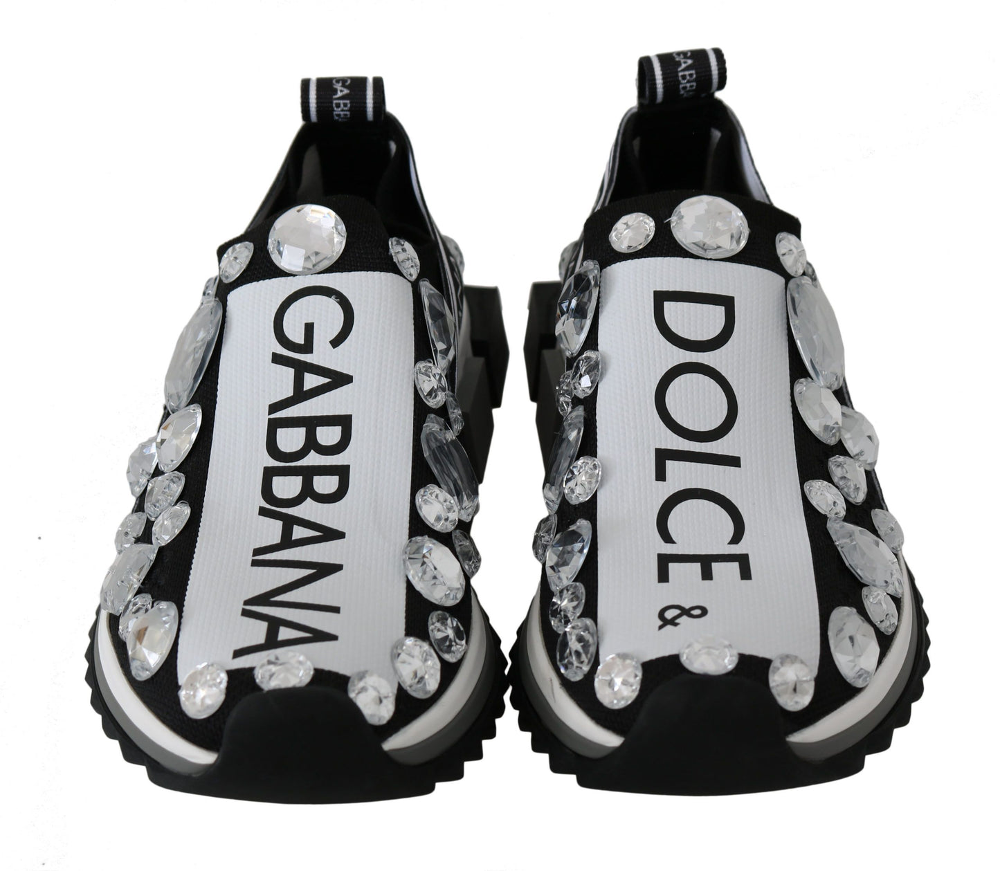 Dolce &amp; Gabbana Black White Crystal Women's Sneakers Shoes