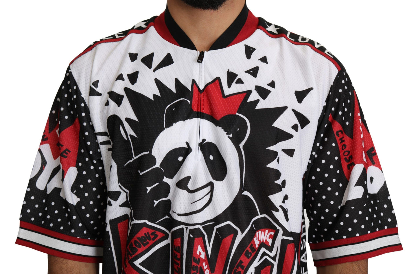 Dolce &amp; Gabbana Weißes King Panda Top Polyester Herren-T-Shirt