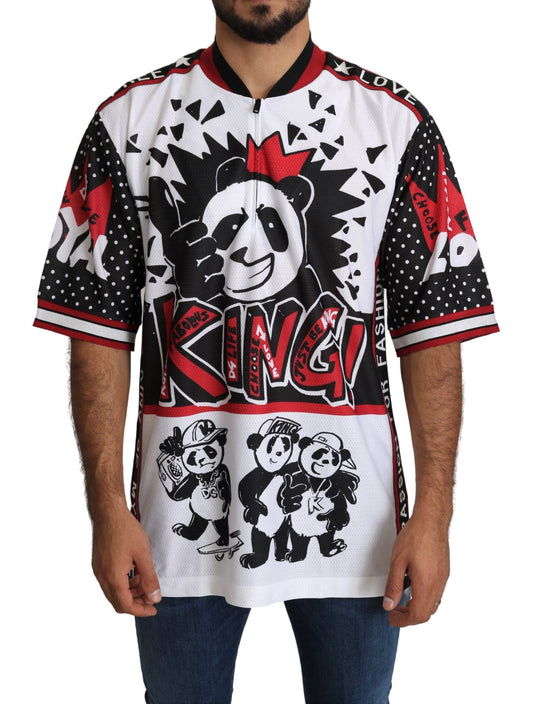 Dolce &amp; Gabbana White King Panda Top Polyester Mens T-shirt