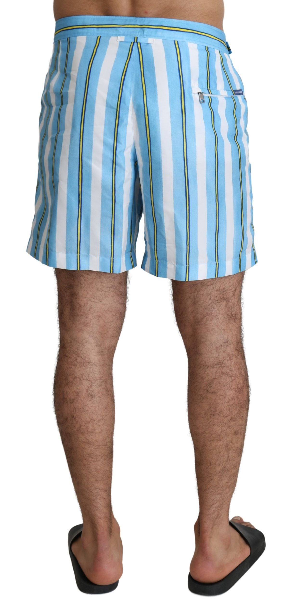 Blau gestreifte Beachwear-Badeshorts für Herren von Dolce &amp; Gabbana